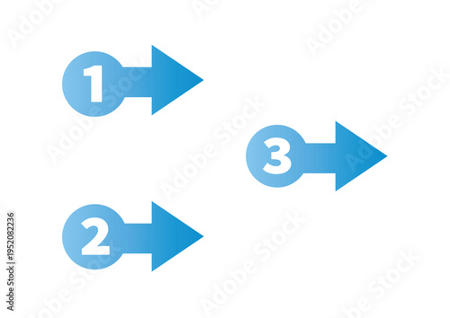 青グラデーション番号ステップ矢印 手順アイコン