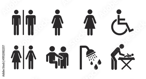 Restroom and toilet symbols.