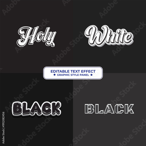 Set Editable Text Effect Black Styles - Graphic Design Resource