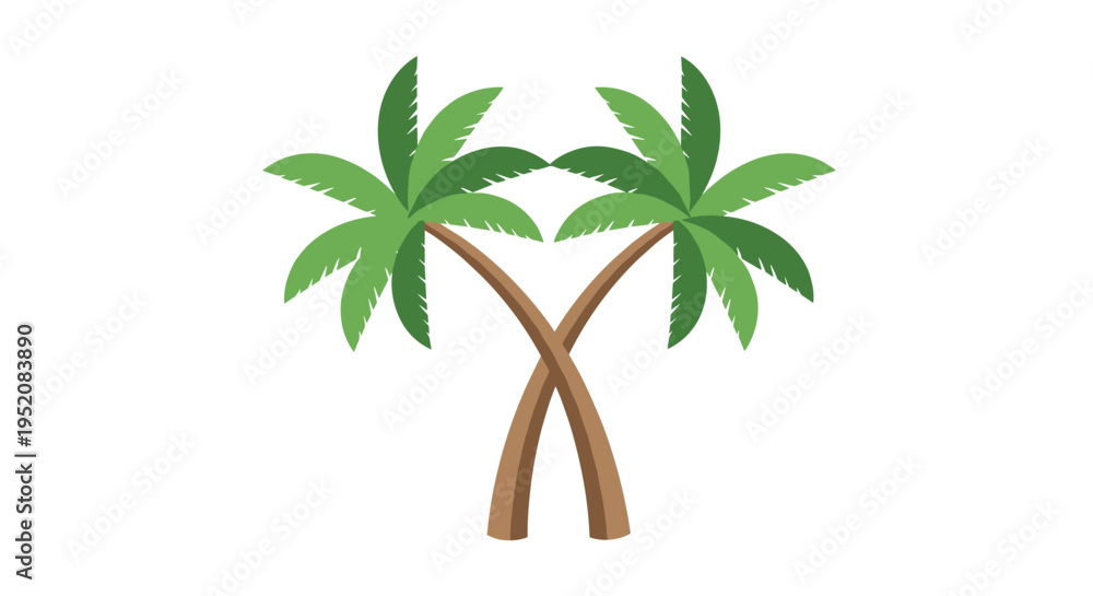 Obraz premium Two palm trees crossed together.