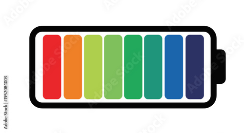 Colorful battery icon with levels.
