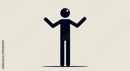 Stick figure with arms raised high.