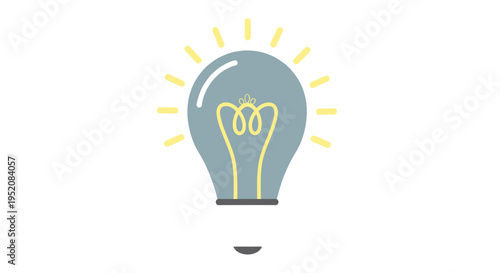 Light Bulb With Yellow Rays Emitting.