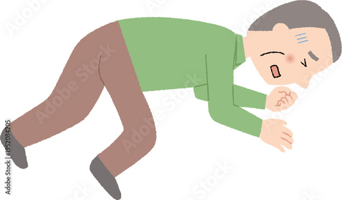 苦しそうに倒れている高齢男性