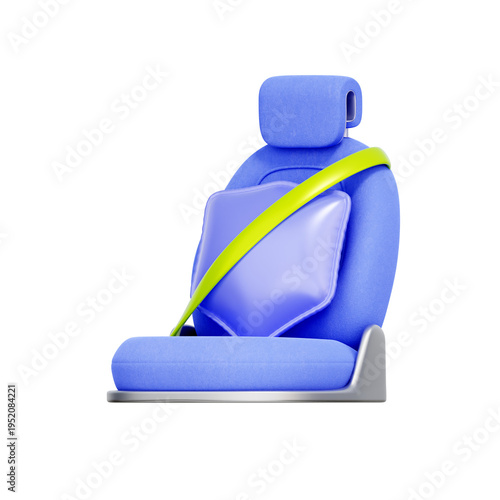 Canvastavla 3D illustration of car seat with safety belt and shield for insurance protection