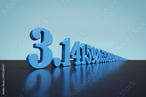 Tableau sur toile Pi in three dimensions with its infinite decimal places receding into a vanishing point