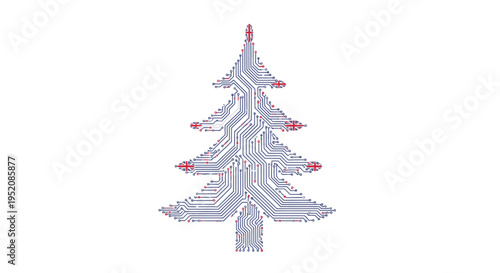 A sparkly silver Christmas tree with red ornaments on a white background, shot in a flat lay style with a festive mood.