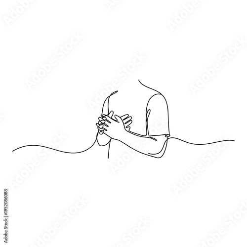 Continuous Line Drawing of Person Clutching Chest for Heart Attack or Anxiety Symptoms