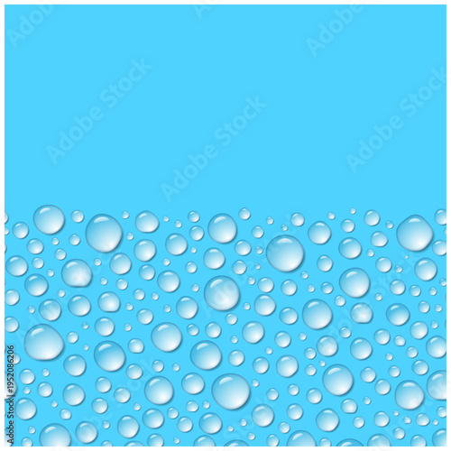 下部に広がる水滴の正方形背景 ブルーの雫テクスチャ ベクター