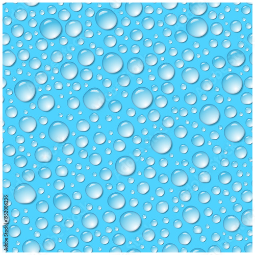 水滴のシームレスパターン背景 ブルーの雫テクスチャ 繰り返し可能 ベクター