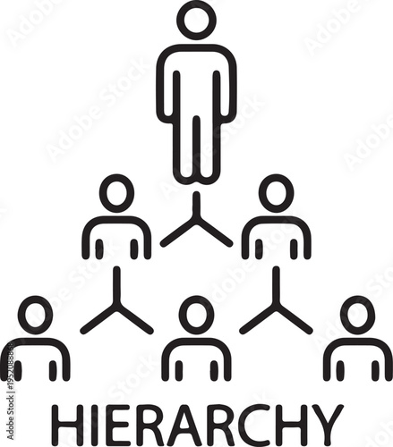 A minimalist linear icon representing an organizational structure or corporate hierarchy pyramid