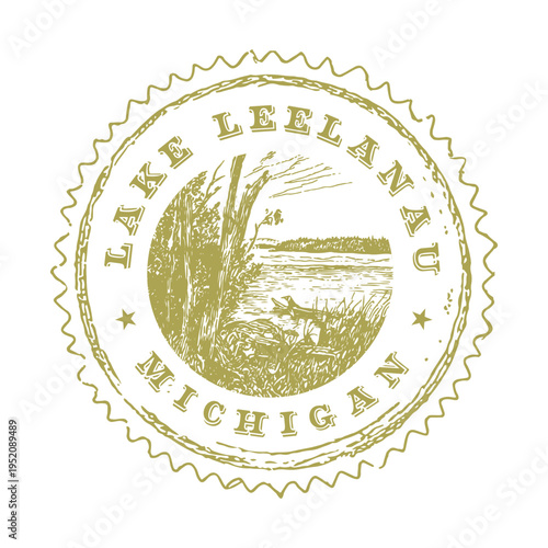American Postmark from Lake Leelanau featuring Michigan Lakeside and Classic Nautical design.