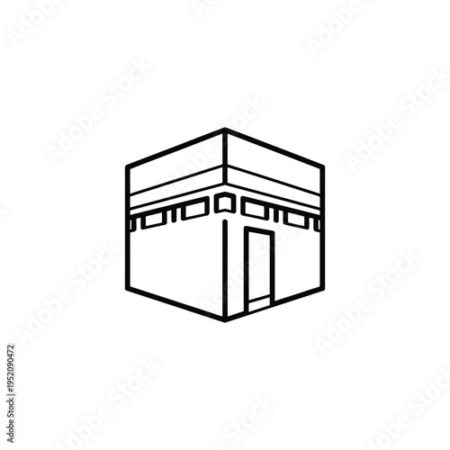 Simple line drawing of the kaaba the holiest mosque in mecca