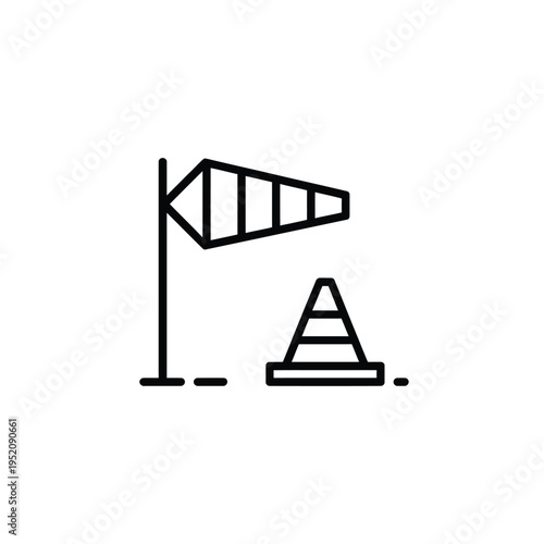 Simple line art illustration of a weather vane and tent