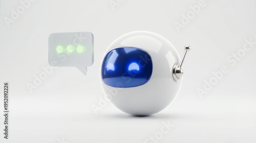 Futuristic AI Chatbot Concept with Speech Bubble and Glowing Dots on White Background