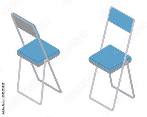 パイプ椅子前後・アイソメトリック