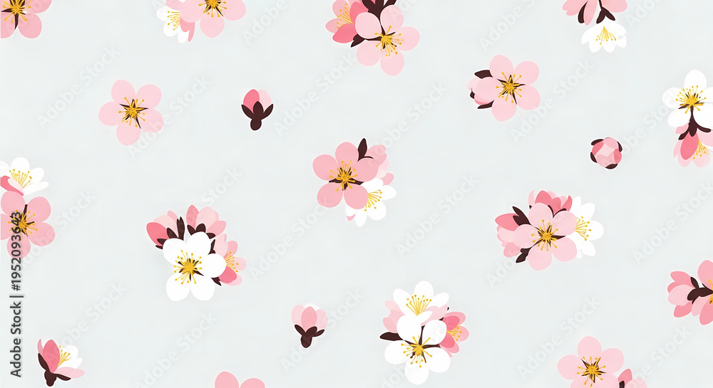 Fototapeta premium Pink Cherry Blossom Petals Falling on White Background.