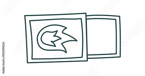 Simple contour sketch of campfire match box. Minimal line symbol as outdoor sign for camp and adventure. Clean doodle icon shows fire motif and expedition idea. Nature trip context camping gear use,