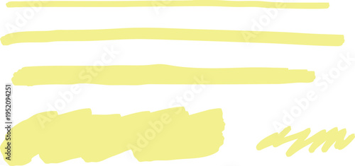 蛍光ペン色の半透明なハイライト、下線、強調線、あしらい装飾ベクター