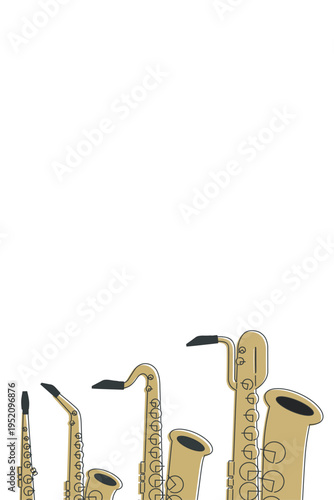 サックス4重奏フレーム　縦型シンプル素材