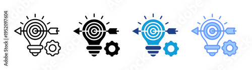 Strategy icon set multiple style collection