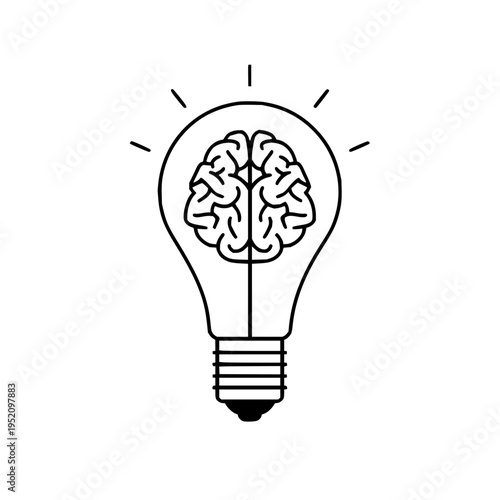 Brain power lightbulb idea innovation creativity intelligence mind thinking solution concept design illustration