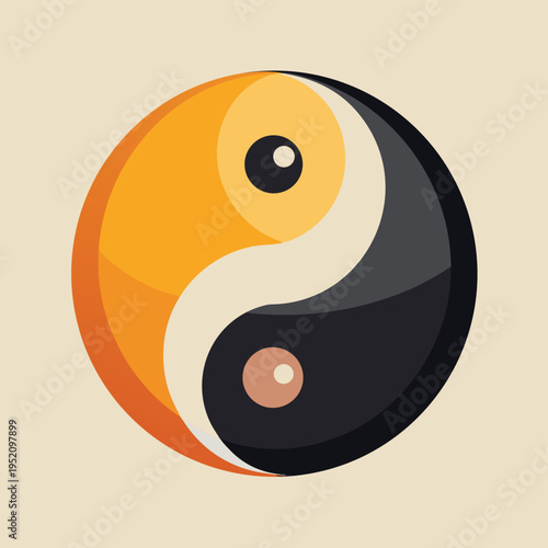 Minimalist yin yang symbol illustration representing balance and harmony, clean modern black and white vector design for zen and wellness concepts