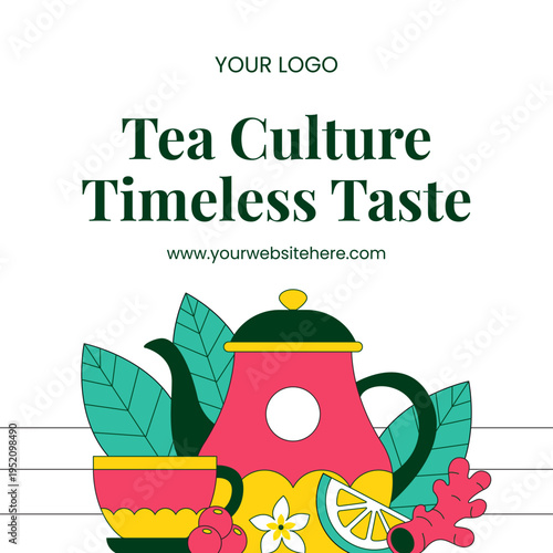 International Tea Day Social Media Flat Cartoon Hand Drawn Illustration Background
