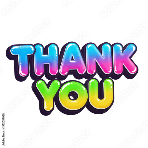 Colorful thank you message in a fun bubble font style illustration design