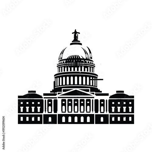 Black and white silhouette of the united states capitol building