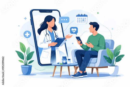 Bild auf Leinwand Telemedicine online consultation with doctor on smartphone and patient video cal