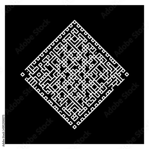 Explore intricate white labyrinth design on black background for digital art and abstract patterns searchers
