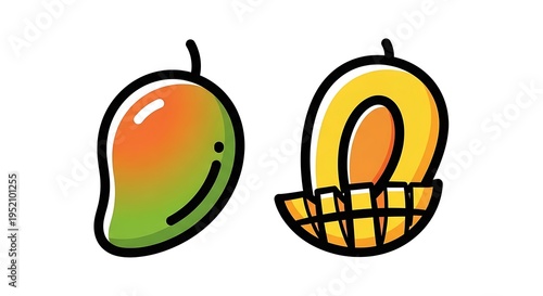 Mango and basket illustration.