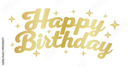 ゴールドのHAPPY BIRTHDAY文字イラスト 高級感バースデー素材