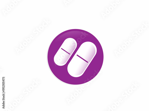 Purple Medical Capsule Pill Icon Vector Illustration for Pharmacy Healthcare and Pharmaceutical Industry Branding Logo Design