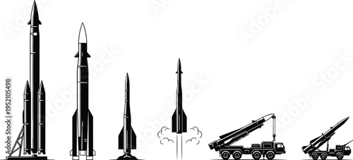 Red and white cartoon rocket ship with yellow fire blast off, space shuttle launch vector illustration, isolated on white background.