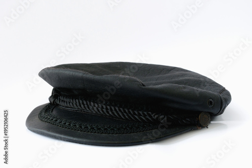 Fotografía Classic leather newsboy cap isolated on white background vintage fashion headwea