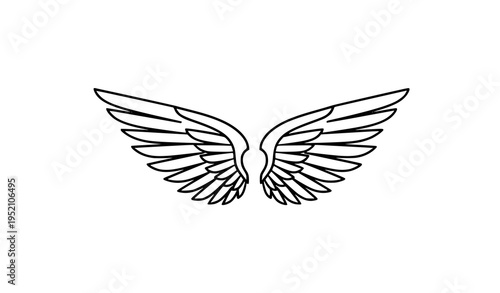 Angel wings outline icon feather flying logo vector