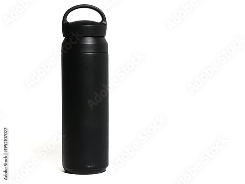 Black tumbler copyspace isolated on white background.Product mockup.