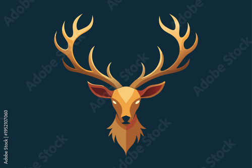 A deer head with large antlers on a dark background isolated on transparent background, Vector