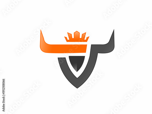 Royal Bull Horns and Crown Logo Design Template for Sport Team Mascot Corporate Identity or Premium Automotive Branding