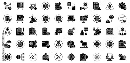 Business Recovery Plan dual tone style icon collection. Vector illustrations. Business Recovery, Recovery Plan, Business Continuity, Disaster Recovery. Pro vectors.	
