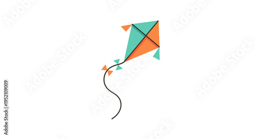 Diamond Kite with Tail String Isolated Vector Illustration