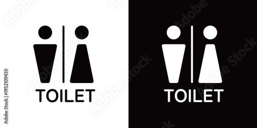 トイレ・お手洗い・男子・女子・シンプルで抽象的なモノクロアイコン