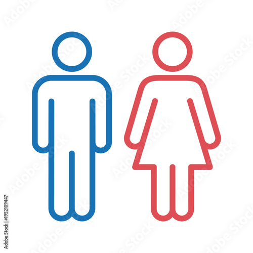 男女・男子トイレ・女子トイレ・カラー案内サインピクトグラムアイコン (ベクター)
