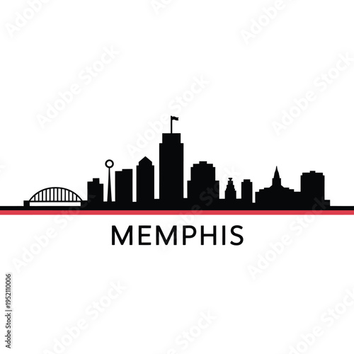 Silhouette of the memphis skyline with the city s name below it
