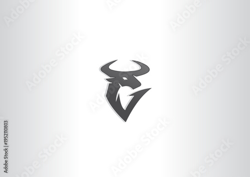 Modern Minimalist Bull Horns Head Logo Design with Letter G or V Shape Vector Illustration for Corporate Brand Identity