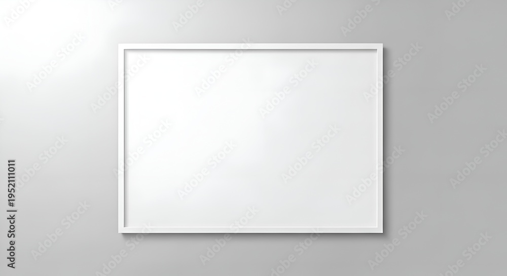 Obraz premium Blank White Horizontal Frame Mockup on Gray Wall