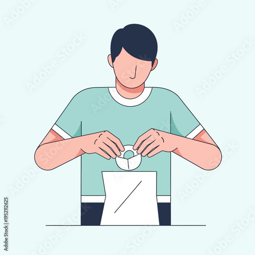 Man putting money into a piggy bank.