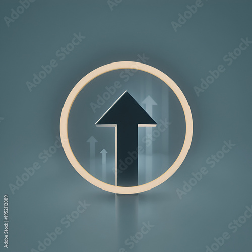 Right up arrow logo vector. Geometric circle shape with negative space arrow. Usable for business and financial.